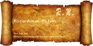 Rozenbaum Milán névjegykártya